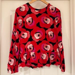 Kate Spade Pink/White/Black Long Sleeve Blouse Size 6